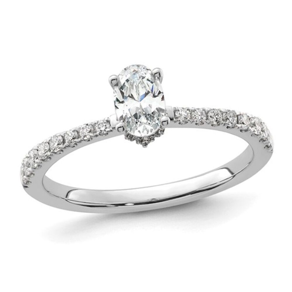 3/4 Carat (ctw VS, F) Lab-Grown Oval Diamond Engagement Ring 14K White Gold